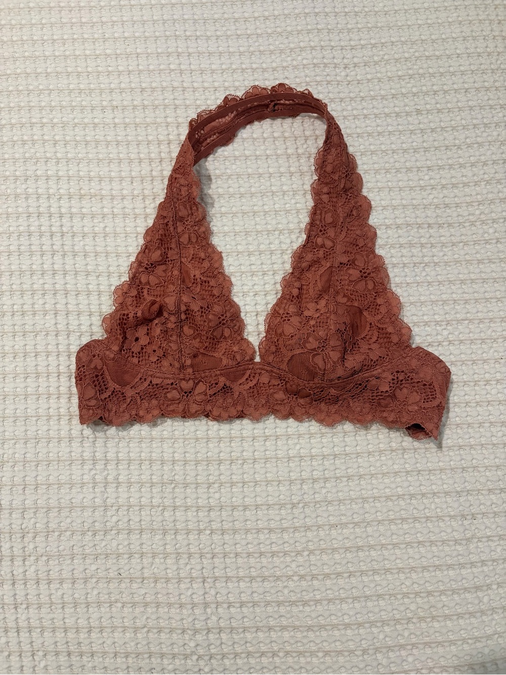 Free People Lace Halter Bralette in Rust